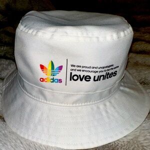Adidas white pride bucket hat